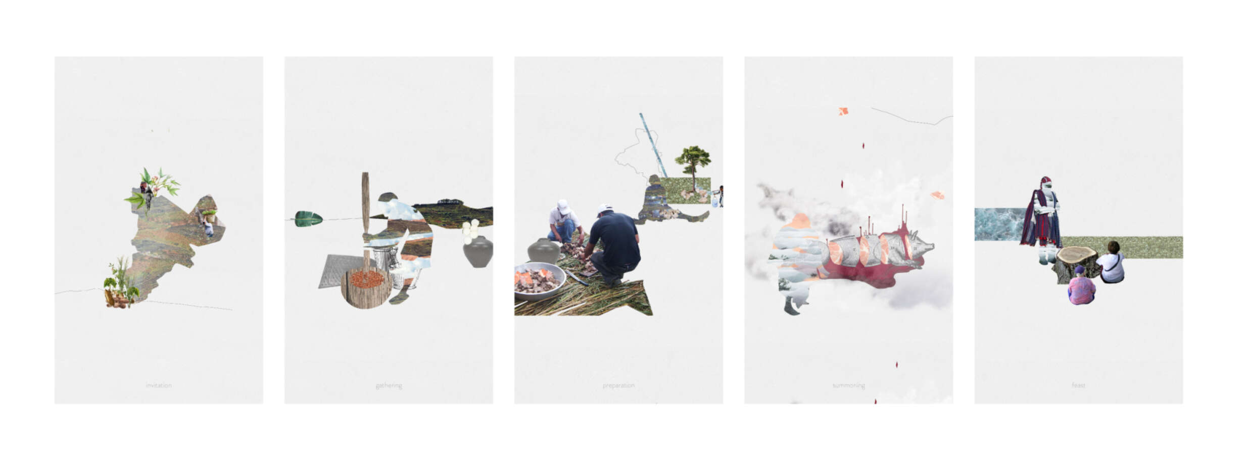 invitation, gathering, preparation, summoning, feast | exploratory collages