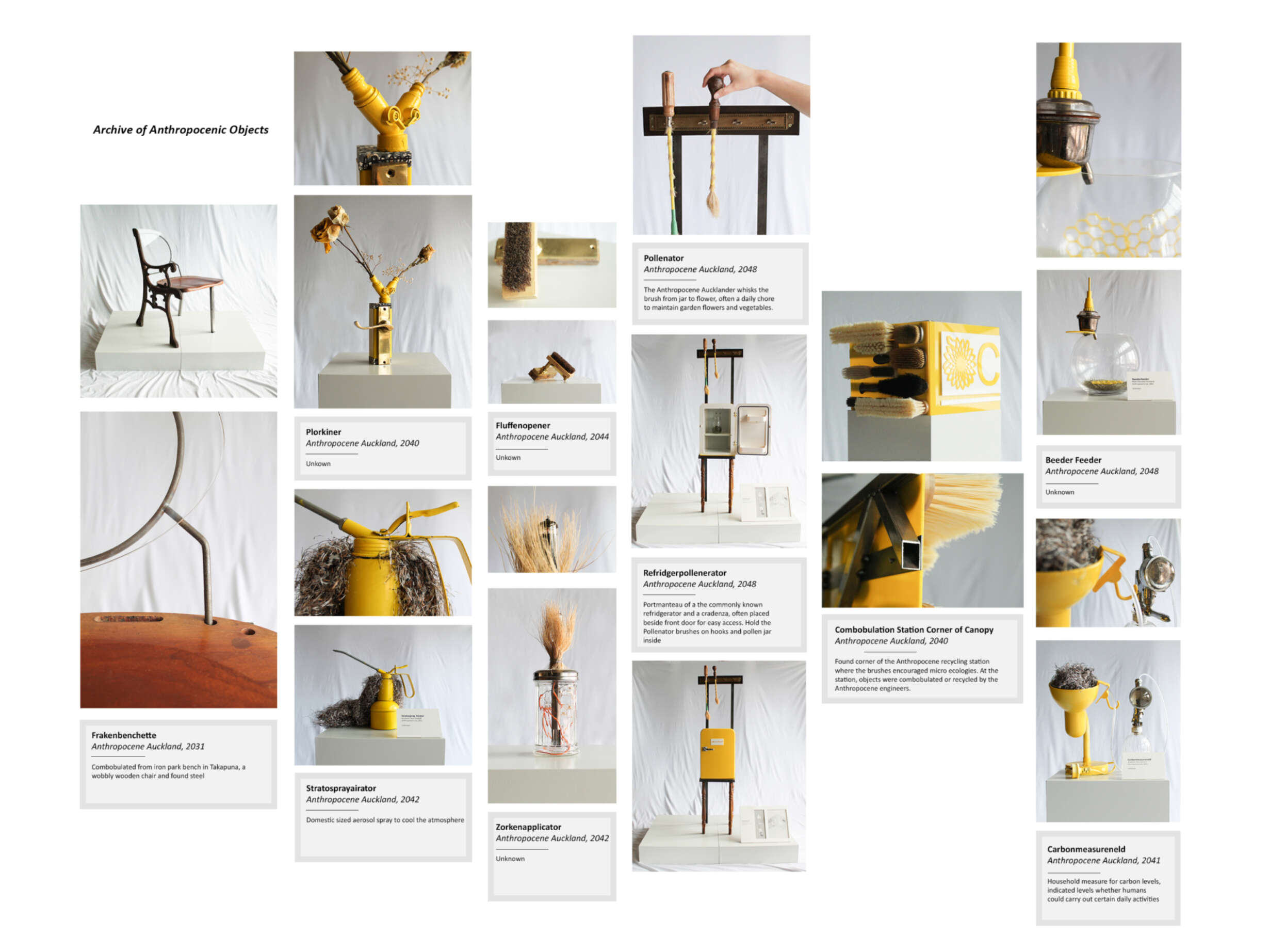 Archive of Anthropocenic objects made from found and recycled elements.