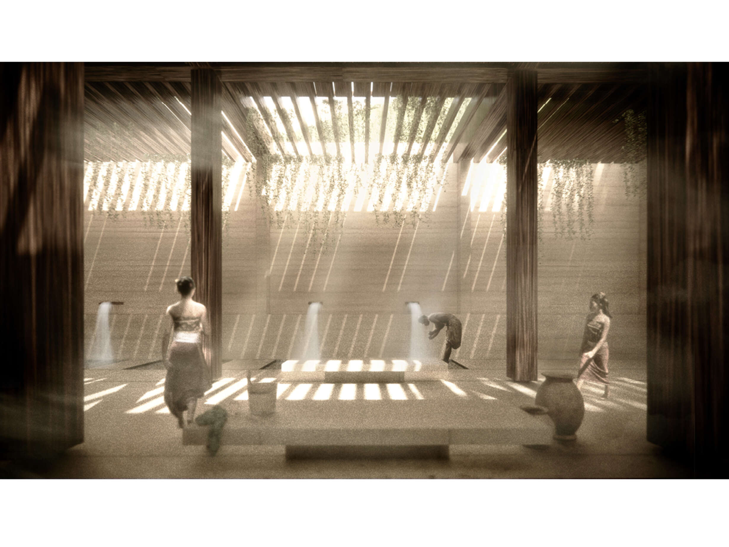 The structure provides a means to carry out a sequence of rituals – from cleansing the body and moving up to the spiritual ablution chamber to partake in a purification ritual.