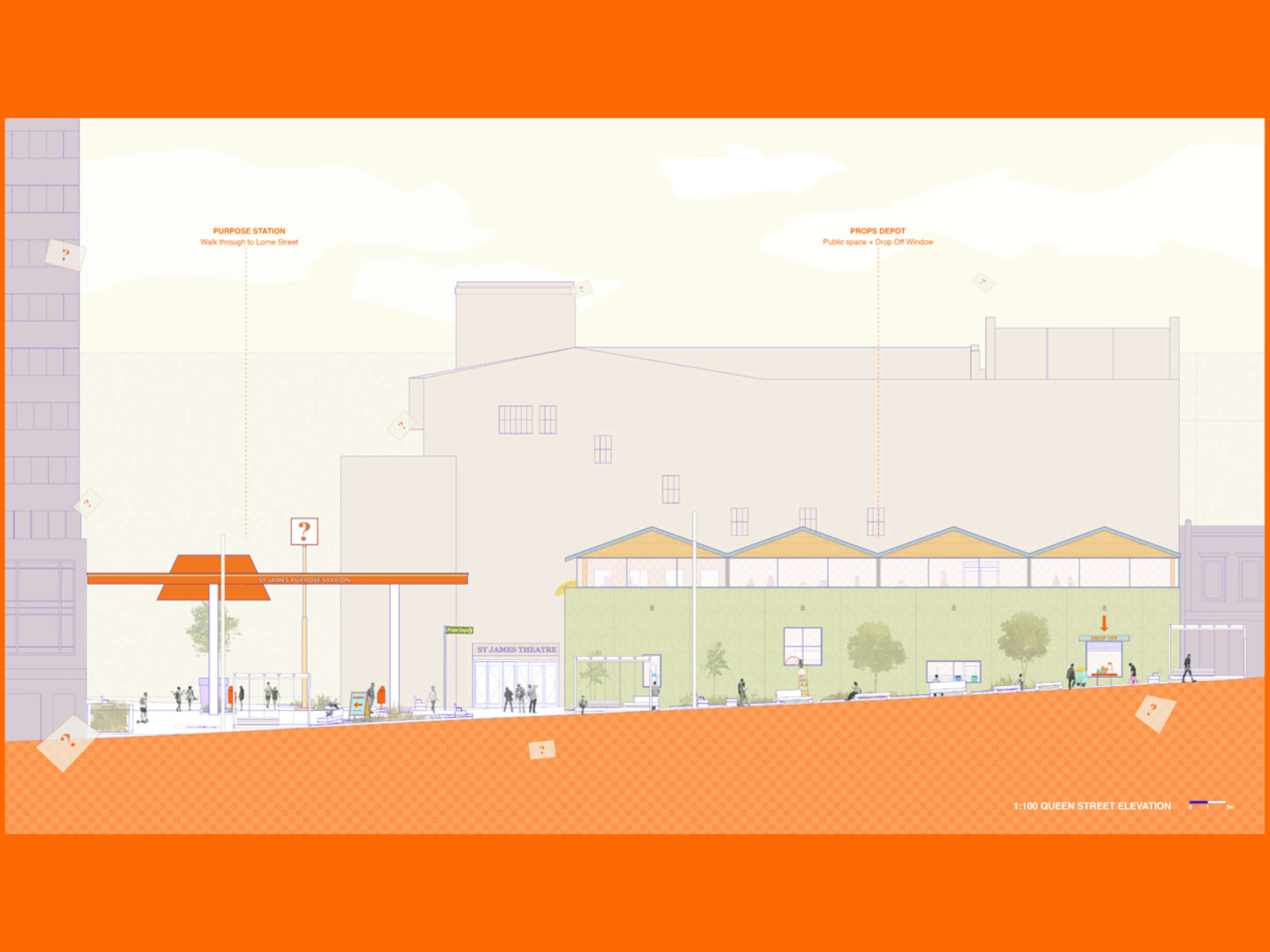 Purpose Station & Props Depot – Queen Street elevation