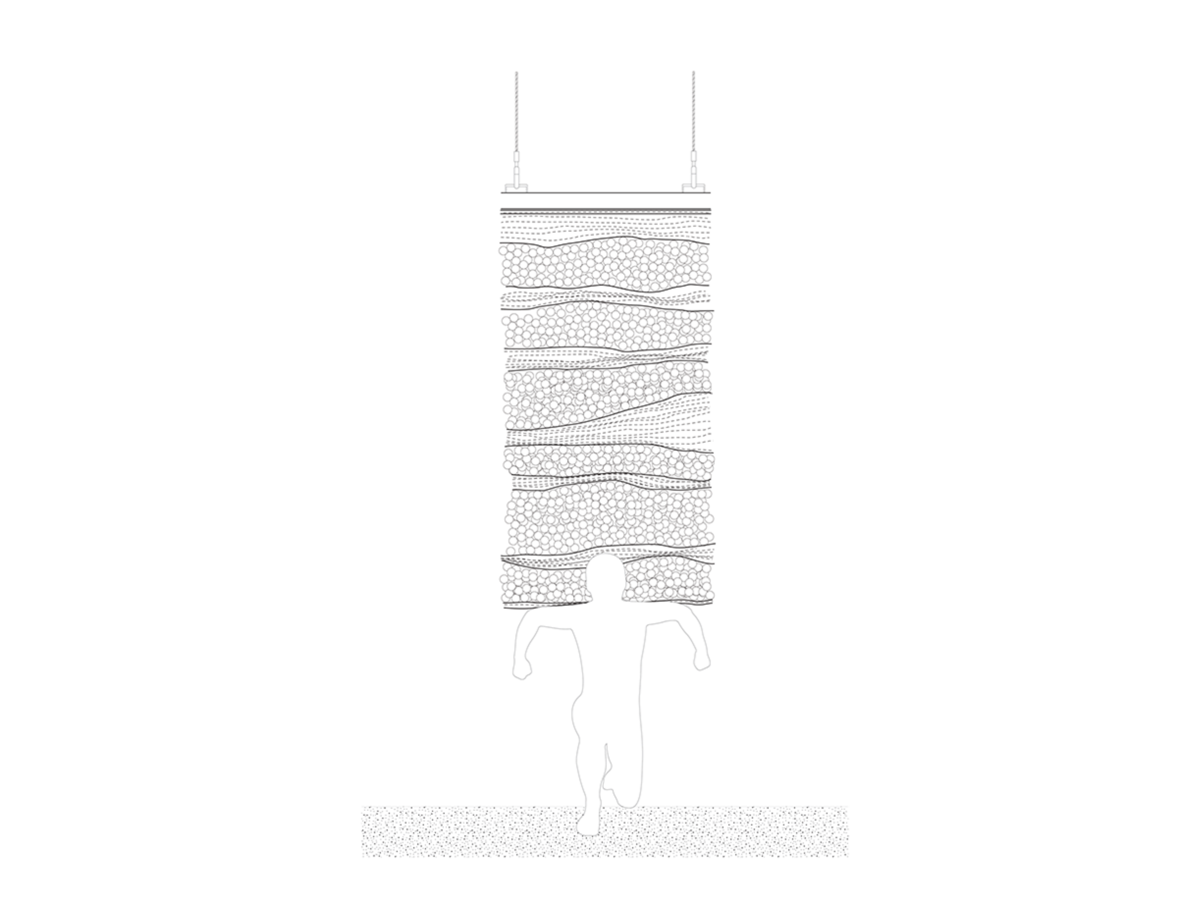 Shoulders raising suspended panel.