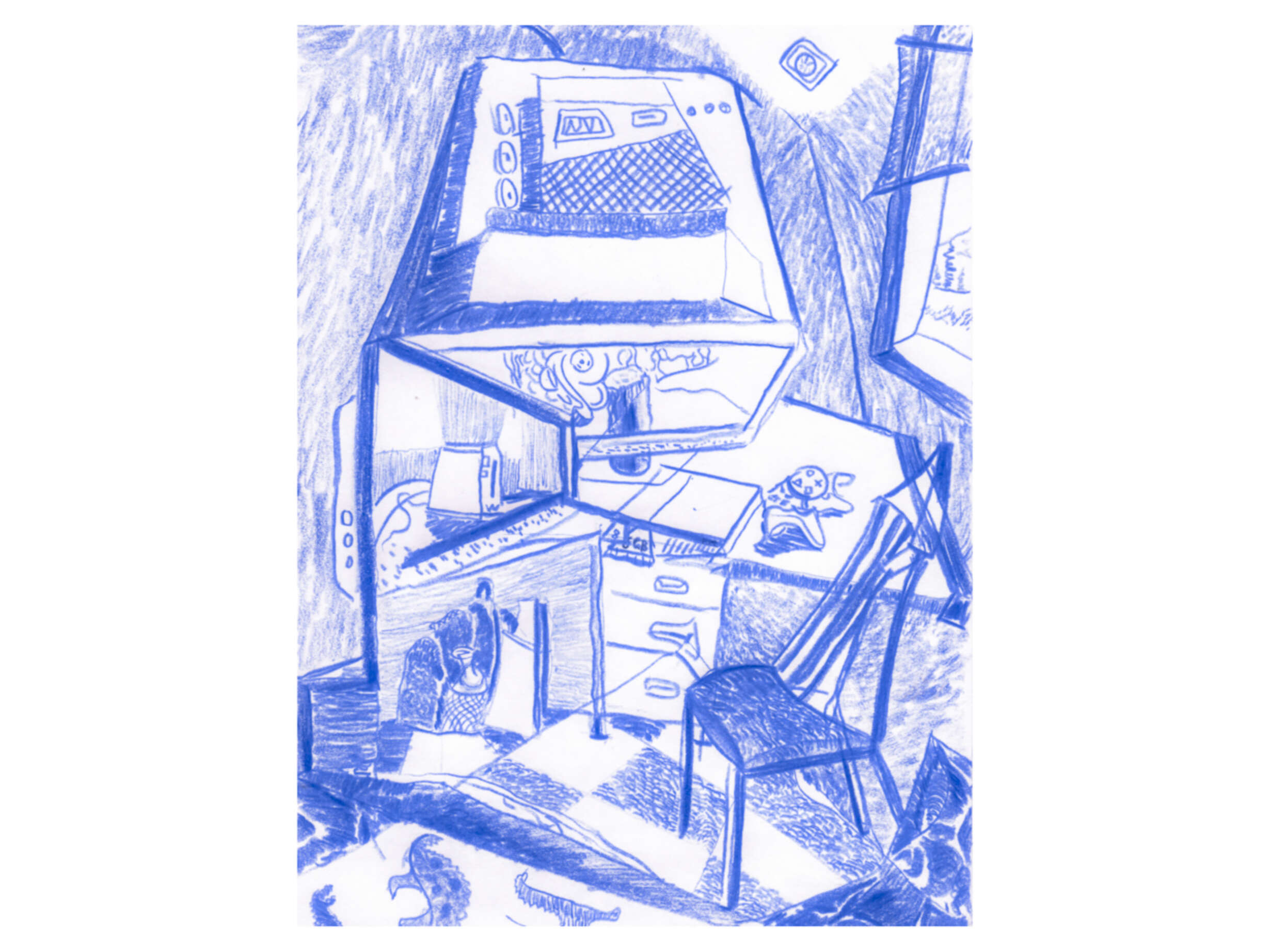 Reminding the Bedroom [Blue Pencil in A4 Sketchbook]