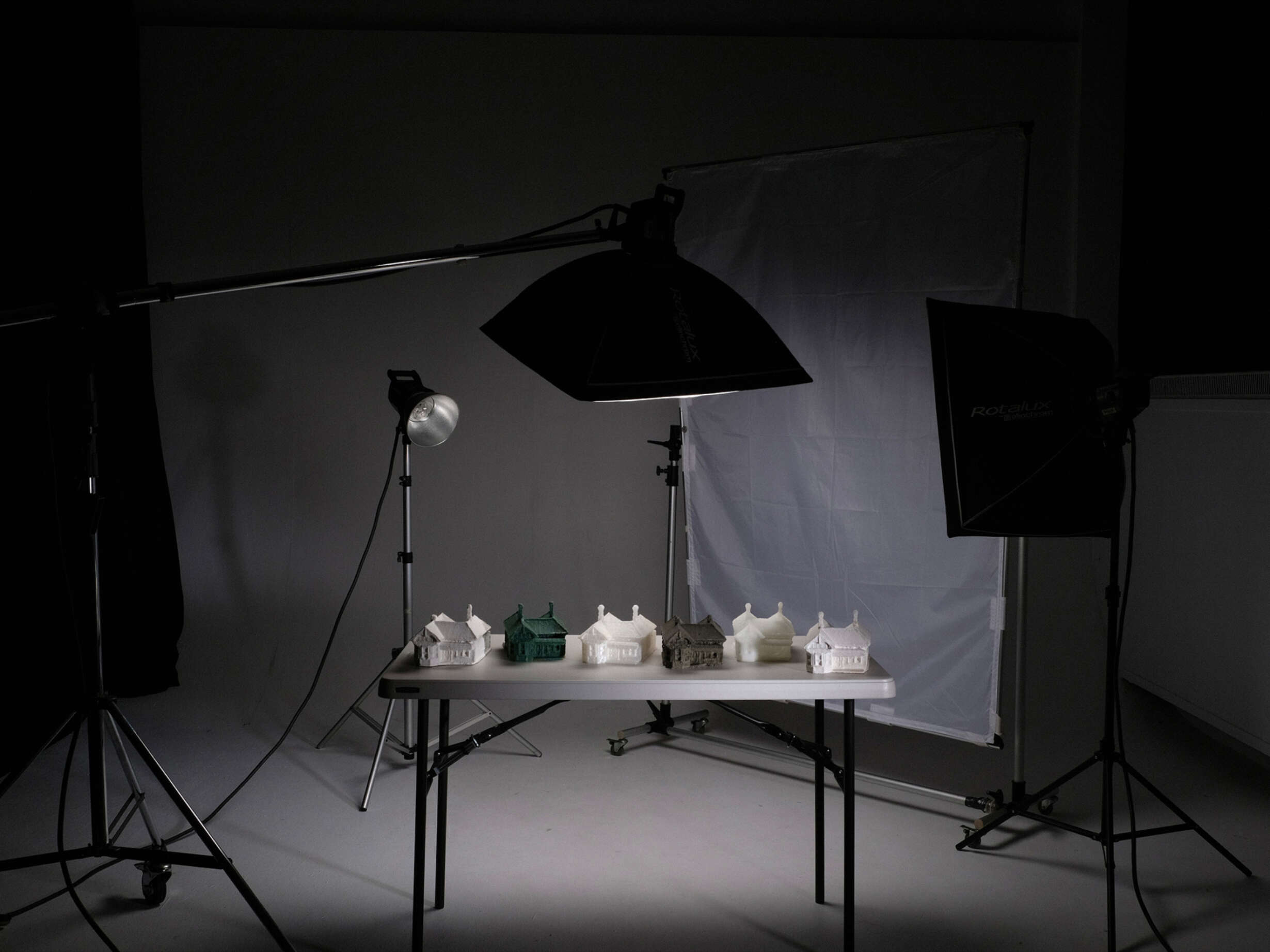 Cast counterfeits. Plaster, wax and concrete, 140x240x140mm each.