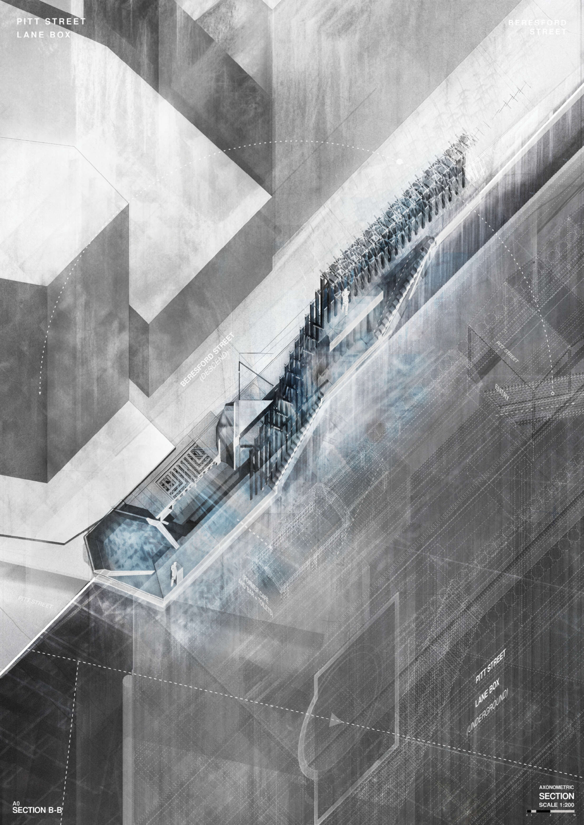 Axonometric drawing of Pitt Street