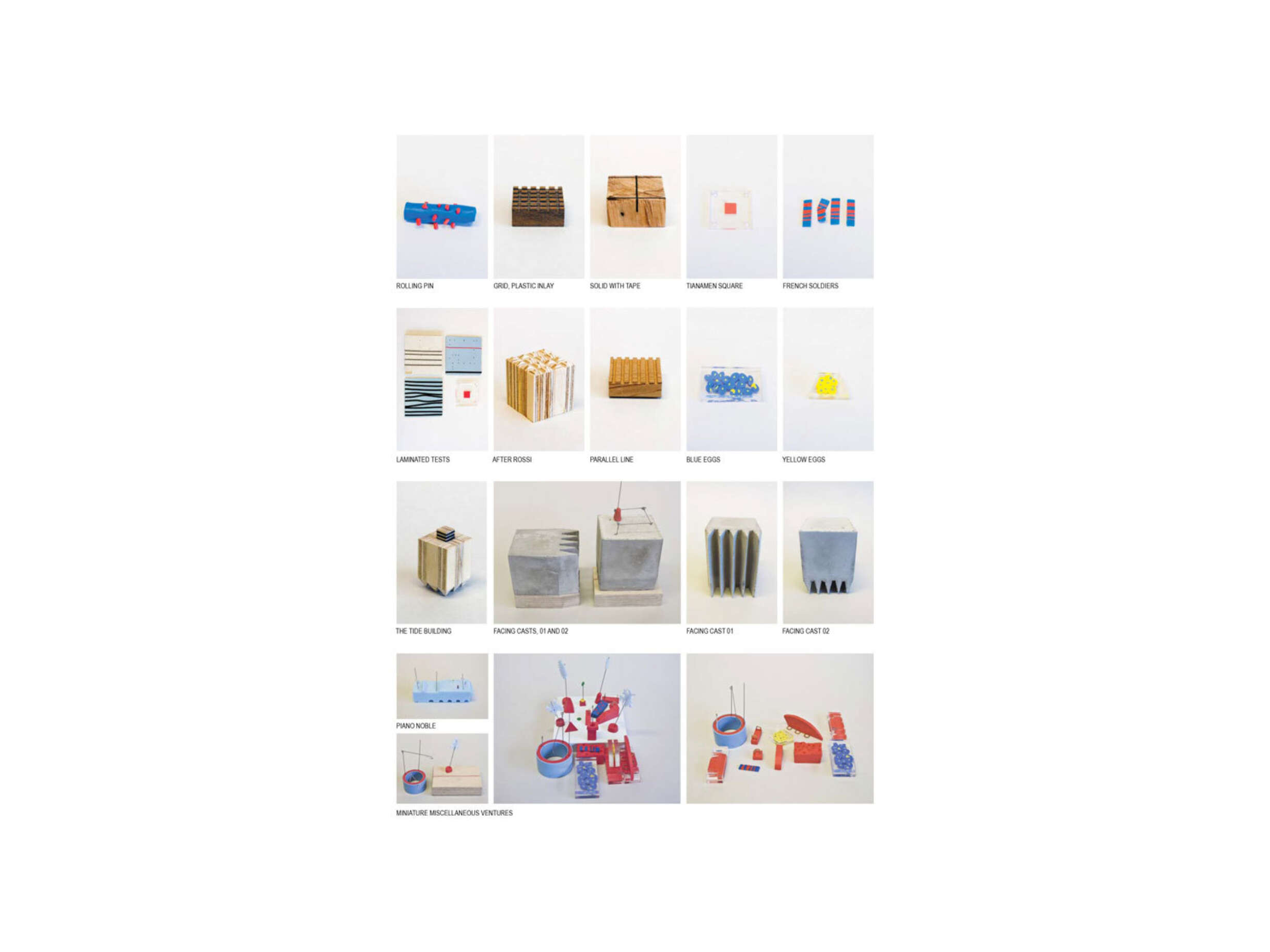 Studies in concrete, timber, plasticine and foam
