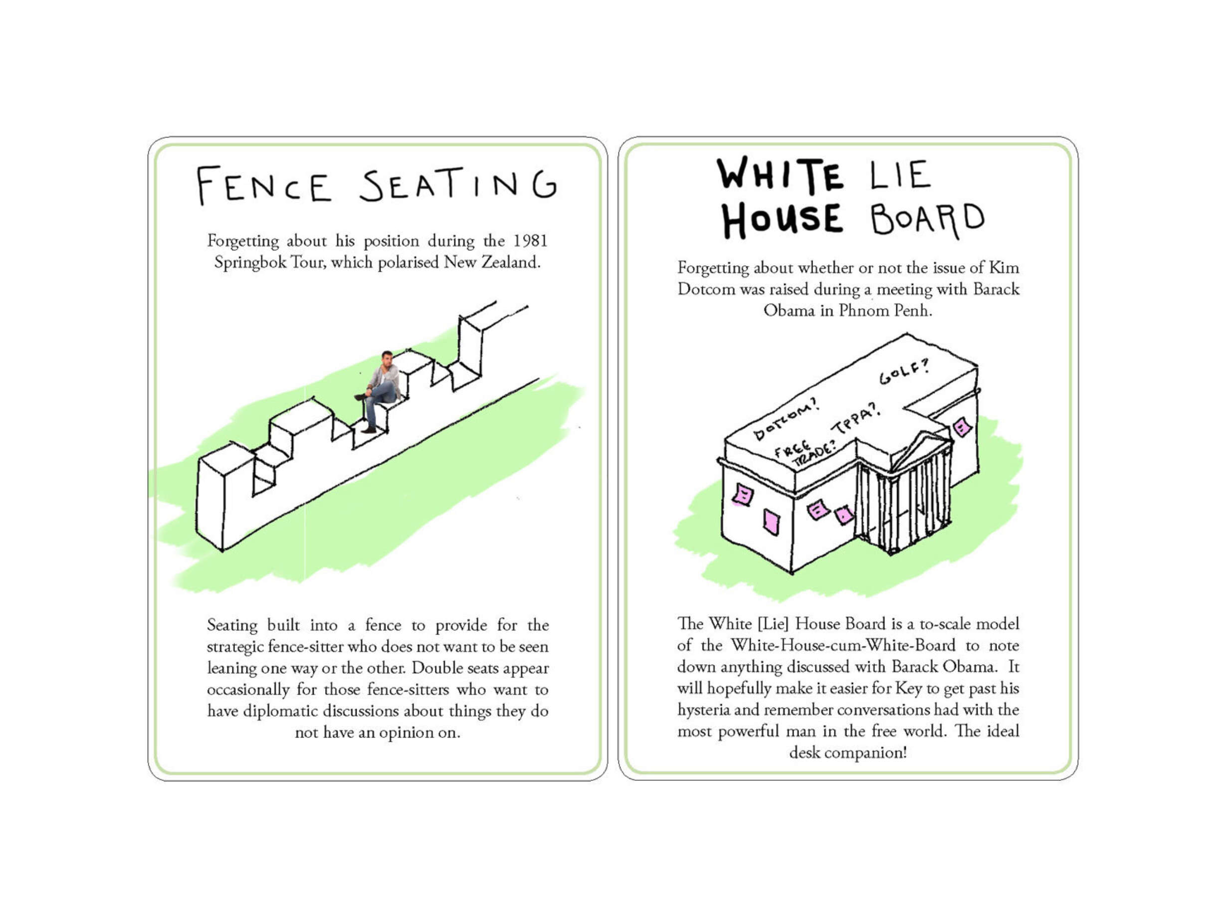 Ten spatial interventions were generated, humourous in content but serious in intent