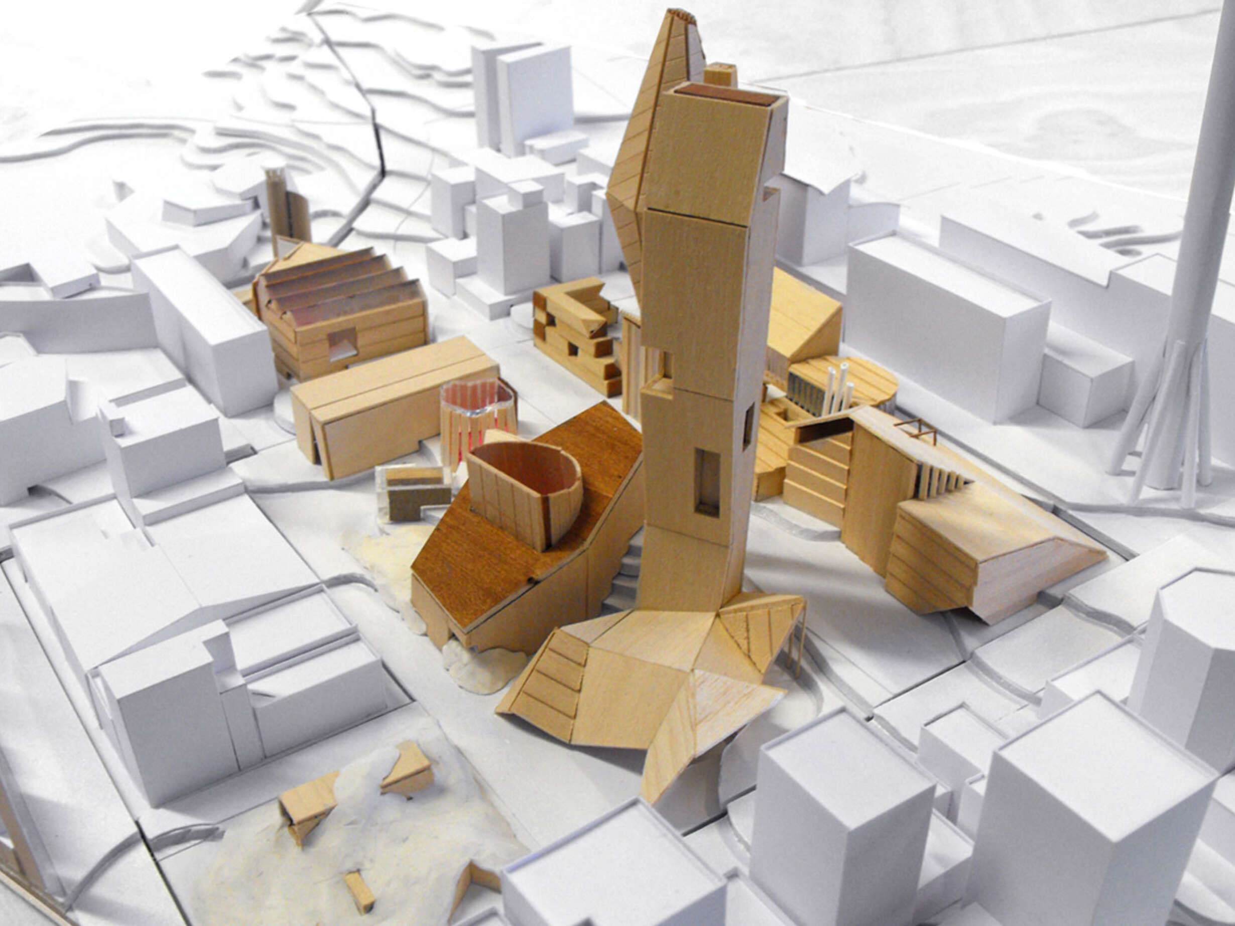 Abstract model making responded to formal qualities generated throughout the process
