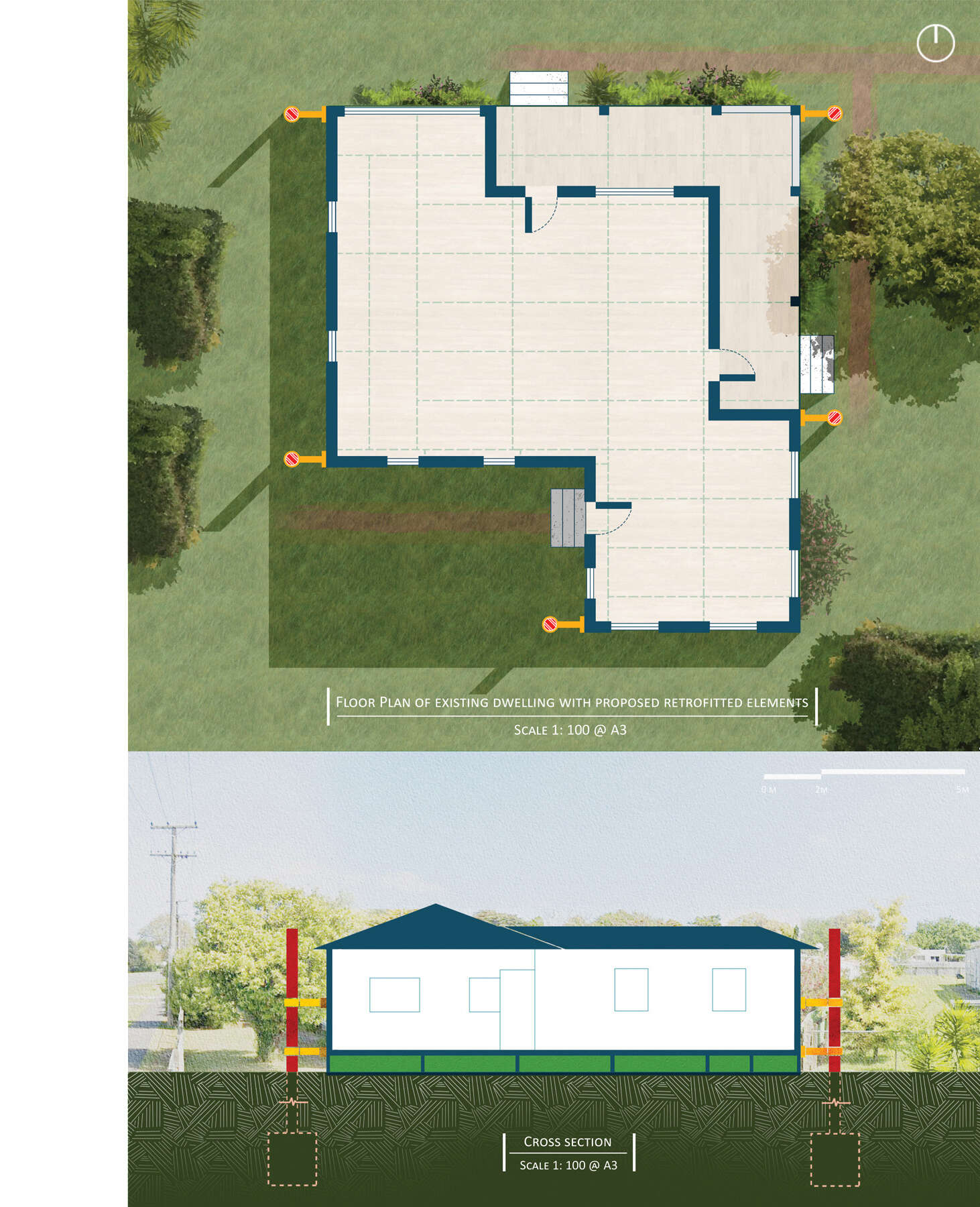 Plan and section